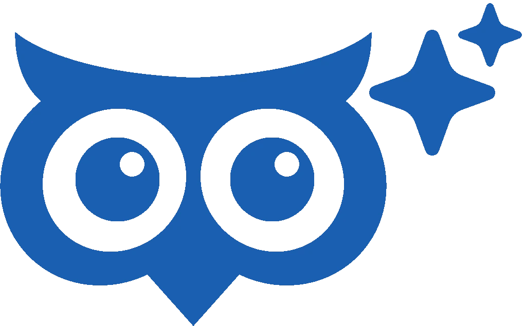 Owlue logo, a cartoon owl